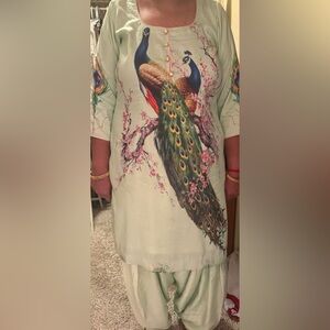 Elegant Peacock Print Salwar Suit